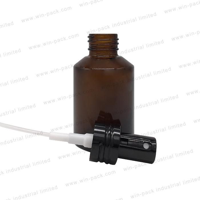 30ml 60ml 100ml 120ml 20ml Amber Slant Shoulder Glass Bottle with Aluminum Lotion Pump