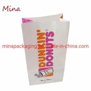 Customized Good Food Grade Flat Bottom Takeaway White Kraft Paper Bag
