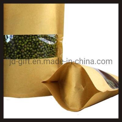 Wholesale Stanfd up Kraft Paper Bag with Window and Zipper for Sea