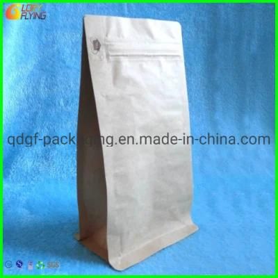 Food Packaging Biodegradable Coffee Bag with Flat Bottom Style and Zipper