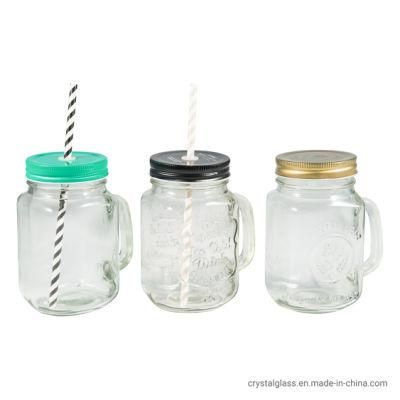 Manufacturer 16oz 480ml Ice Cold Drink Glass Mason Jars with Handle