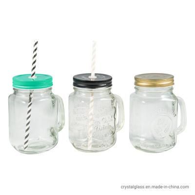 Manufacturer 16oz 480ml Ice Cold Drink Glass Mason Jars with Handle