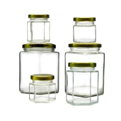 250g Honey Packing Hexagonal Jar Glass with Twist off Metal Cap