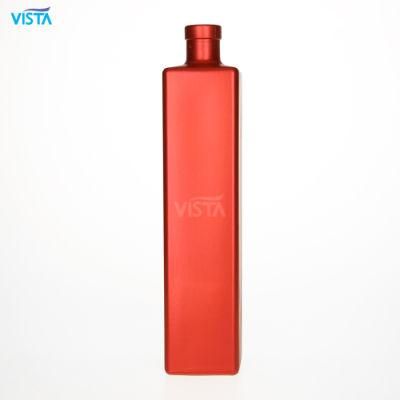 750ml Normal Flint Empty Best Quality Bottles for Sale Glass Bottle with Spray Color and Gold Stamping with Cork Cap