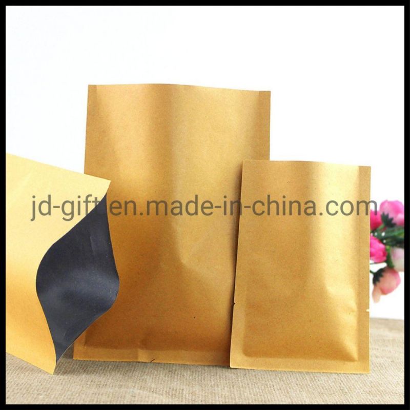 Wholesales Kraft Aluminum Foil Lined Flat Vacuum Food Packaging Pouches for Dried Nuts Fruit Packing