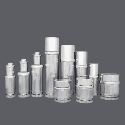 in Stock Ready to Ship 15g 30g 50g High-Grade Luxury Silver Cosmetic Jar Series Plastic Jar for Cosmetic Packaging