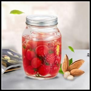 Transparent 1000ml Glass Conserve Jars with Metal Lids