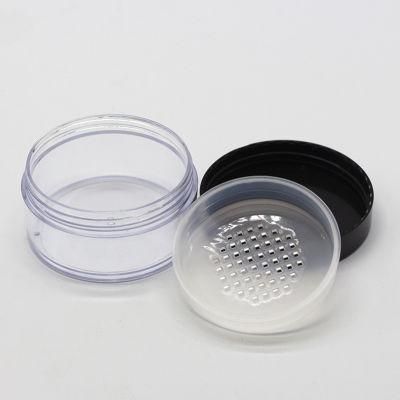Empty High Quality Clear Plastic Loose Powder Case with Sifter Blusher Compact Powder Jar with Soft Sponge Puff