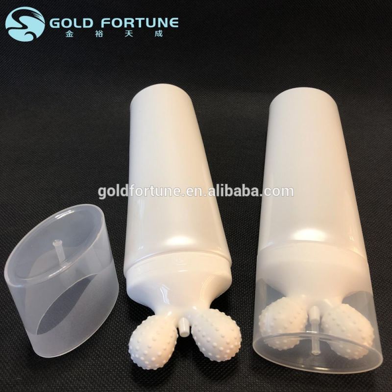 Plastic Cosmetic Tube with Two Massage Applicator Roller on Bottle for Face Neck and Body Products Usage