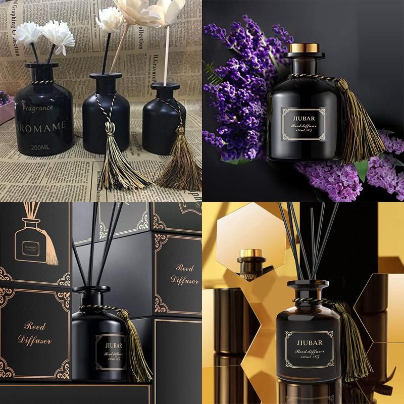 100ml Empty Luxury Unique Black Transparent Colorful Glass Diffuser Bottle for Diffuser with Cork