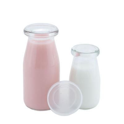 100ml 200ml Mini Glass Milk Bottles with Plastic Lid