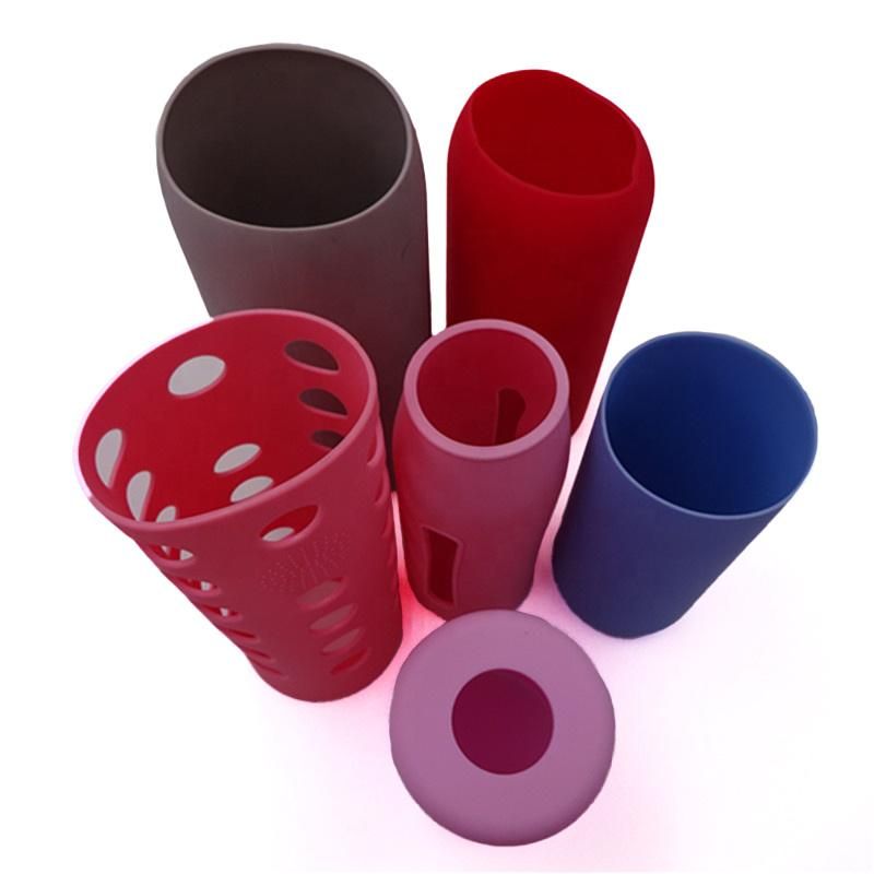 Silicone Rubber Cup Sleeve Bottle Cover Heat Resistant Anti-Slip Food Grade Various Colors Drink Bottle Silicone Sleeve Vacuum Insulated Flask Sleeve