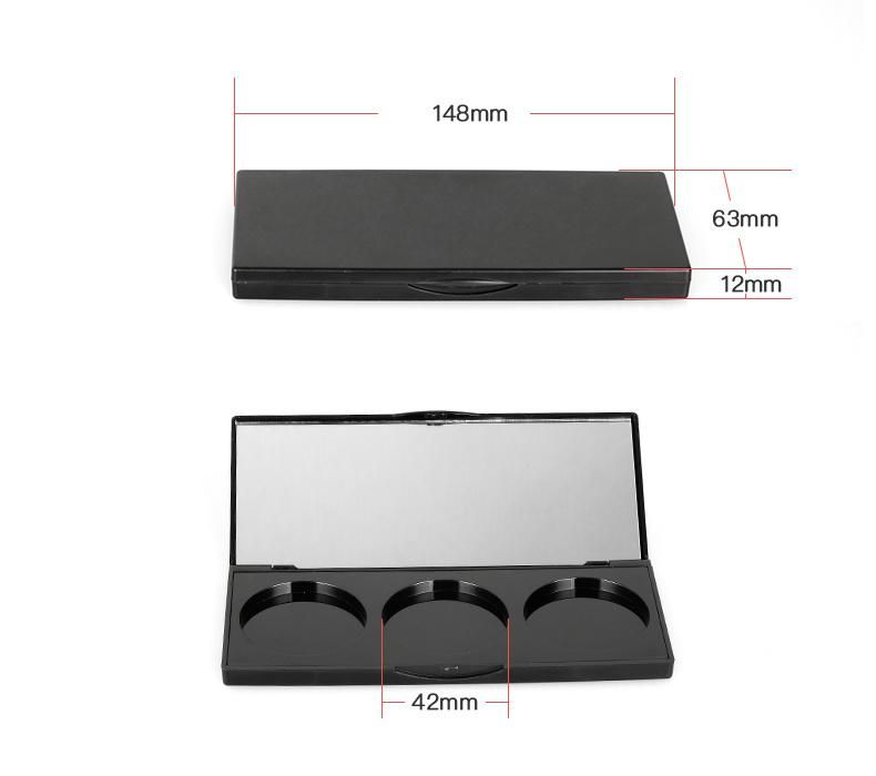 Manufacturer Customized 3 Colors Eye Shadow Palette Case with Mirror for Eye Shadow Case