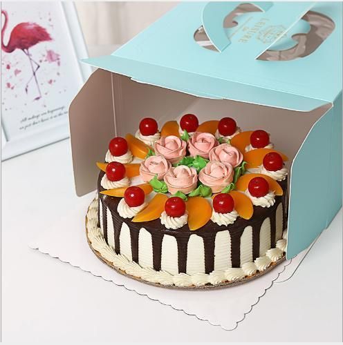 Wholesale Portable One-Piece Good Time Cake Box Melaleuca Square Birthday Pastry Cake Box Free Base and Logo Food Storage Cupcake Shaped Packaging Box with Hand