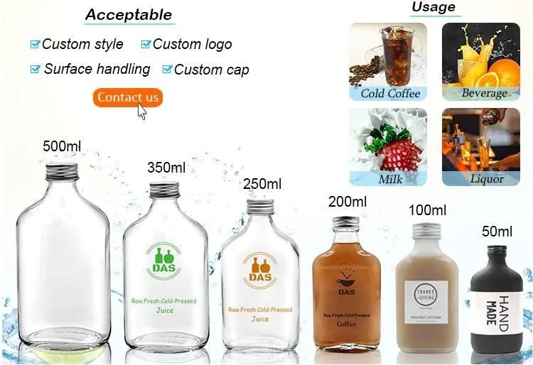 100ml 200ml 250ml 500ml Glass Products Packaging Clear Frosted Empty Cold Brew Drinking Beverage Juice Spirit Wine Whisky Vodka Liquor Glass Bottle