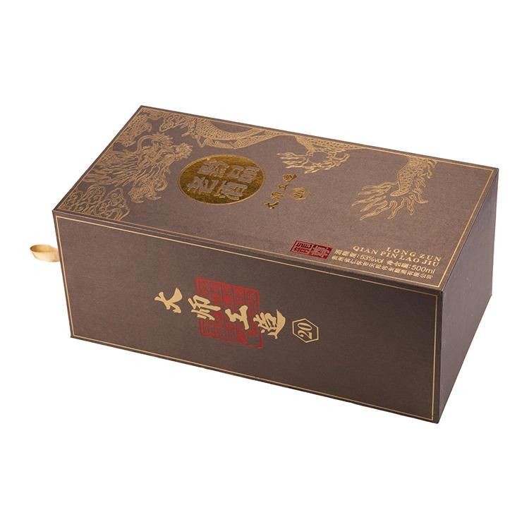 Firstsail Hot Stamping Elegant Rigid Cardboard Liquor Whiskey Wine Glass Gift Box with Window