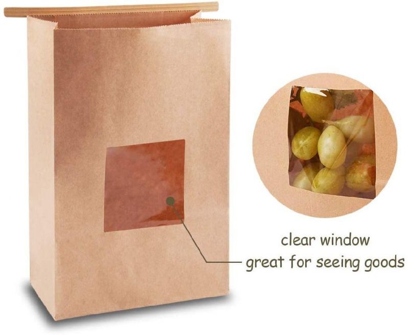 Tin Tie Dessert Kraft Paper Bag with Clear Window