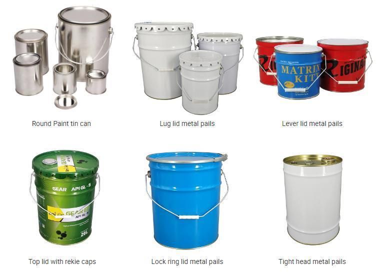 5L Open Head Tin Pail Metal Bucket Custom Logo