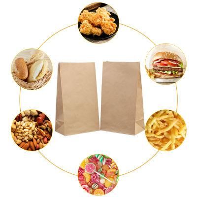 Custom for Food Grade Kraft Paper Lunch Bag Recycled Brown Paper Bag with Logo Printed Kraft Paper Lunch Bag