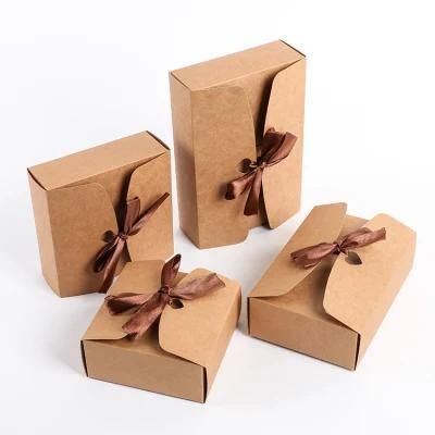 Custom Printed Logo Brown Kraft Paper Packaging Box Without Glue