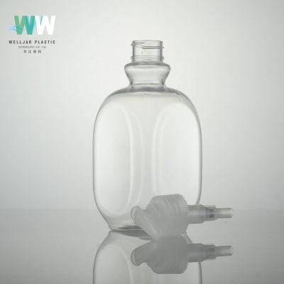 500ml Transparent Pet Shaped Bottle with Pump Sprayer