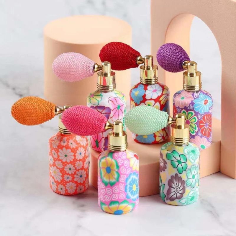 Colorful 15ml Polymer Clay Empty Glass Atomizer Vials Refillable Thick Glass Essential Oil Bottle