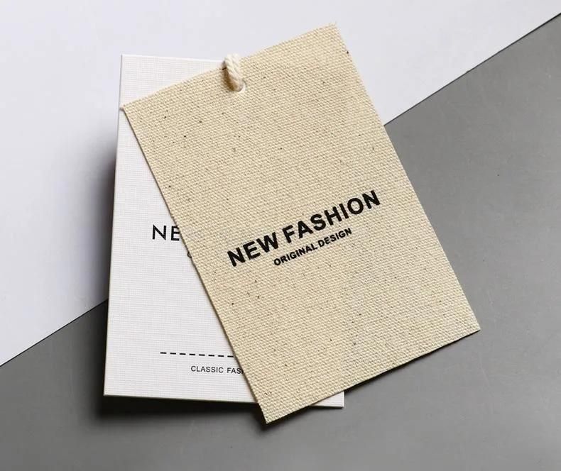 Hot Sale Garment Accessories off-White Gain Paper Custom Hang Tag with Cotton Label