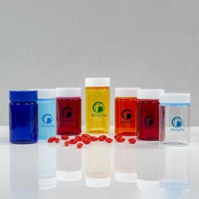 Pet 250ml Plastic Products Packaging Empty Bottle with Double Cap Straight Side for Medicine/Vitamin/Capsule/Softgel