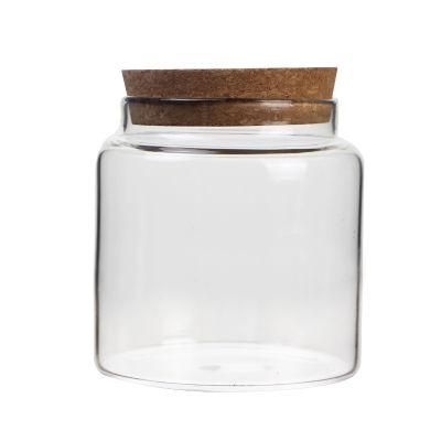 500ml Round Shape Glass Food Storage Jar with Wooden Lid