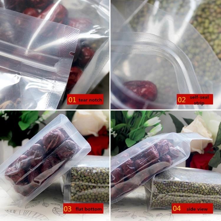 500g Transparent Back Seal Package Grain Vacuum Pouch Printed Packaging Bag for Rice Bean