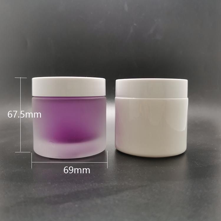 Luxury Round Empty White Frosted Glass Cosmetic Cream Jar 100g 4oz with White Screw Lid