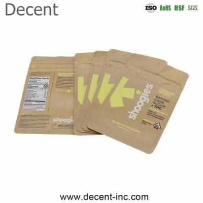 Custom Biodegradable Special Kraft Paper Bags Food Packaging Resealable Zip Lock Bags with Clear Window for Nuts, Cereals, Coffee Beans
