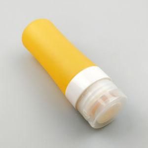 Medium Cyliner-Shaped Multi-Purpose Portable FDA/LFGB Food Grade Silicone Travel Bottles, Orange