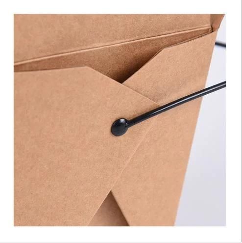 Custom Kraft Noodle Box with Hand Disposable Takeaway Packaging Donut Lunch Fruit Hamburger Camarone Salad Fried Chicken Bentopaper Meal Wholesale Be Portable