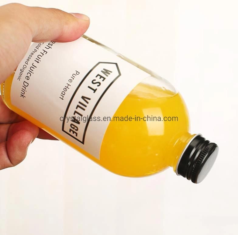 Boston Style Cold Pressed Bottle Juice Glass with Golden Lid 12oz Customized Logo