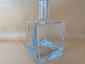 500ml 50cl Crystal Custom Square Wine Glass Bottle with Top Cork
