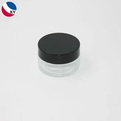 Transparent 50g Cosmetic Face Cream Eye Cream Body Cream Clear Glass Jar with Black Screw Cap