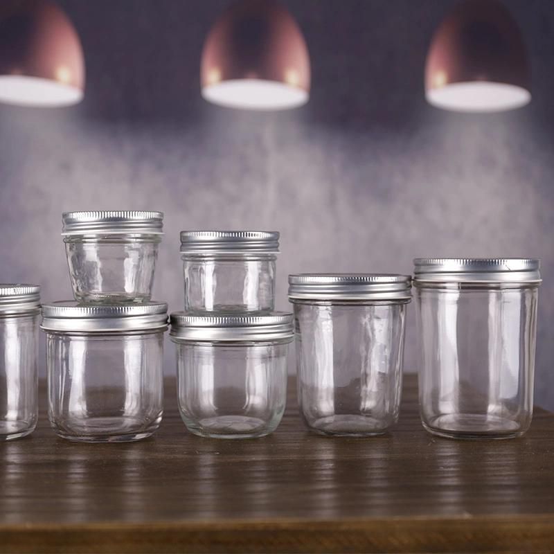 Empty Cone Shape Engraved Clear Glass Jam Honey Pickle Mason Jar with Sealed Lid