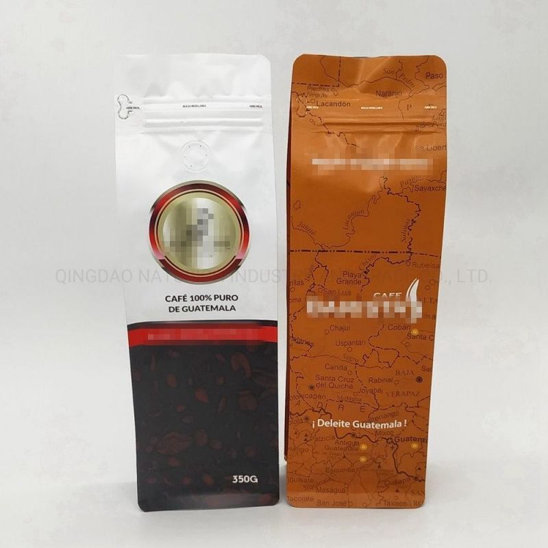 Resealable Ziplock Flat Bottom Food Bag Packaging & Printing for Coffee Beans