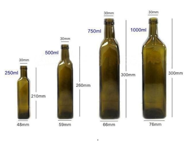 Dorica Marasca Flint Empty Glass Bottles for Olive Oil With100ml 150ml 250ml 500ml 750ml 1L