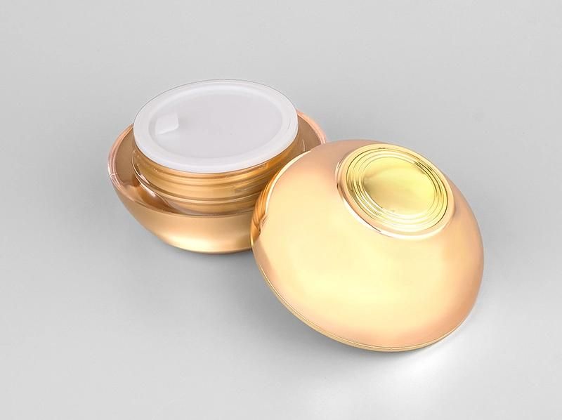 in Stock Luxury Shiny 30g 50g Gold Acrylic Plastic Cream Jar Cosmetics Packaging Containers