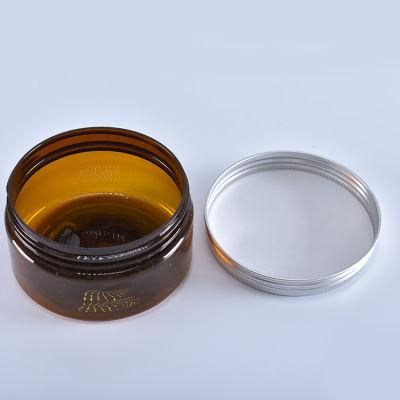 250ml Amber Pet Plastic Cosmetic Jar with Aluminum Lid for Hair Mask
