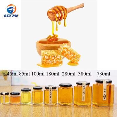 100ml 180ml Clear Hexagon Honey Glass Jar