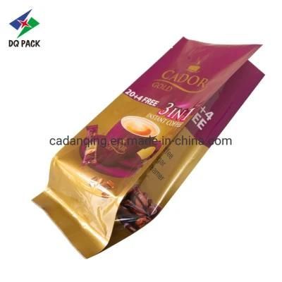 Dq Pack China Suppliers Plastic Coffee Packaging Bags Side Gusset Flat Bottom Bag