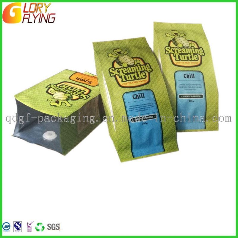 Food Packaging Coffee Bag with Sides Gusset and One-Way Degassing Valve