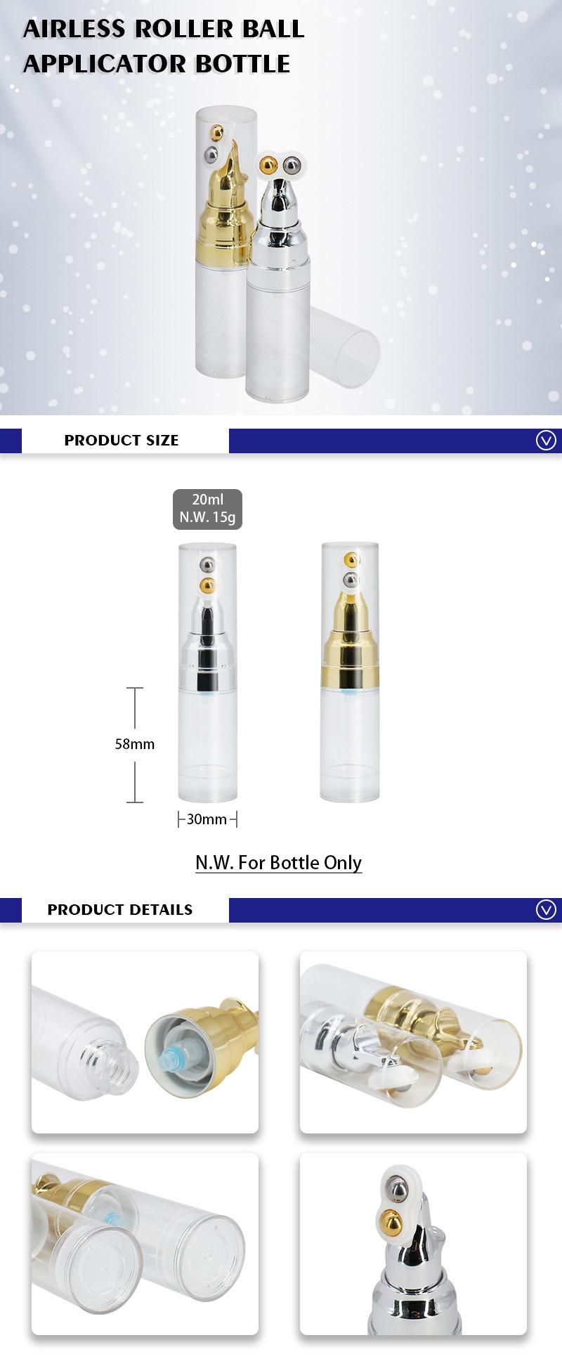 Skincare Packaging Unique Design Travel Roller Ball 20ml Airless Pump Bottle