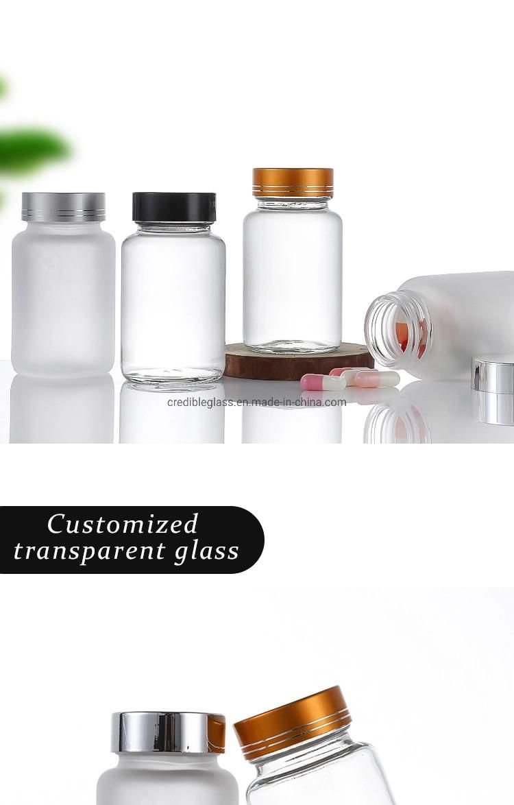 80ml 100ml 150ml Pharmaceutical Packaging Apothecary Clear Amber and Frosted Capsule Glass Medicine Tablets Pill Bottle with Child Proof Cap