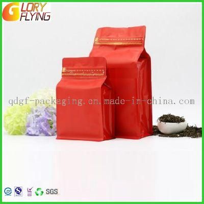 Plastic Food Packaging Box Bottom Bag with Zip Lock for Coffee Packaging