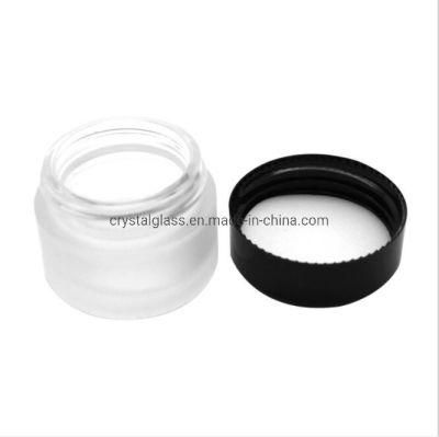 30ml Frosted Glass Jar for Cosmetic Cream Packing Bottle with Plastic Black Lid