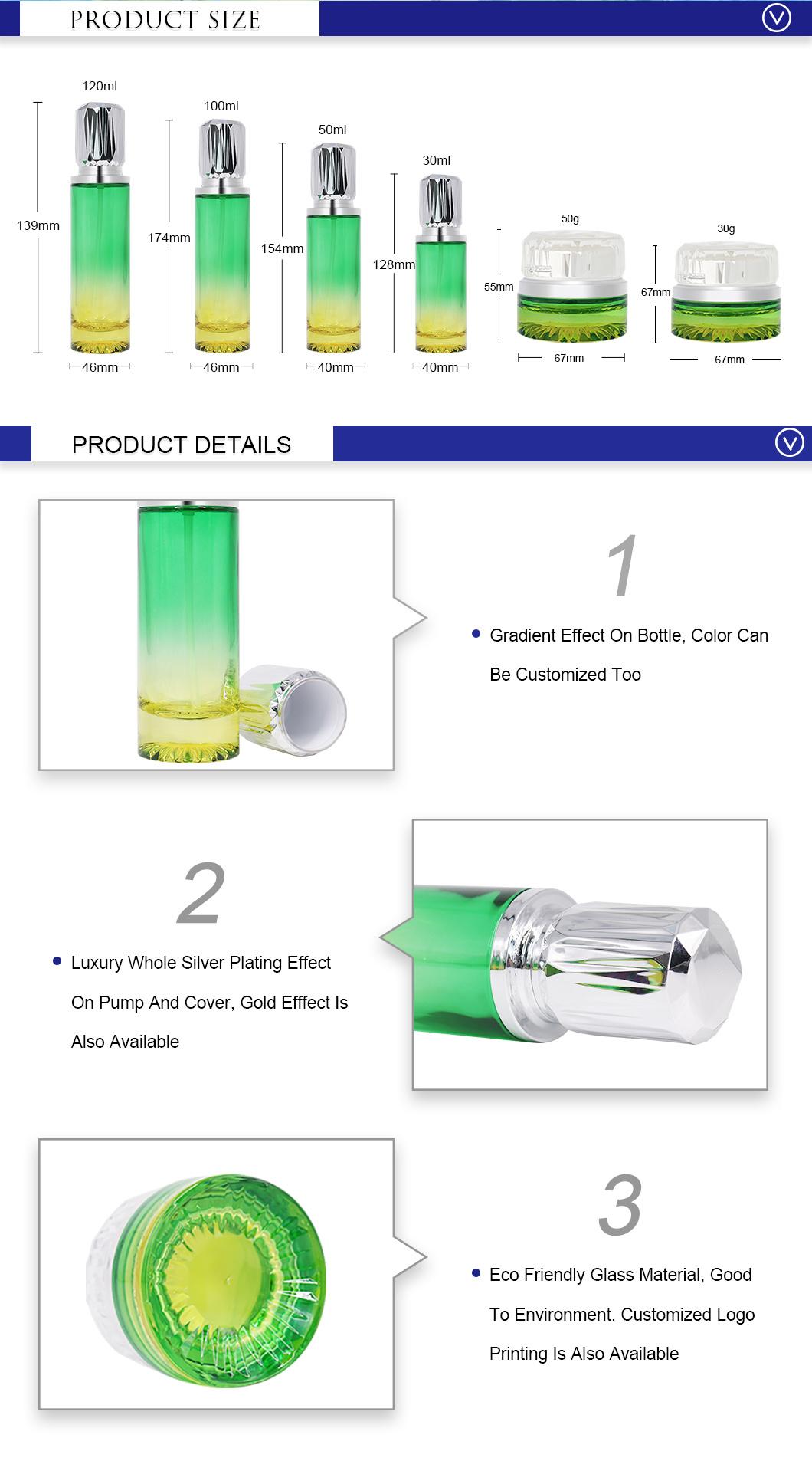 New Design Cosmetic Skincare Packaging Face Cream Jar Serum Lotion Bottles Glass Bottle